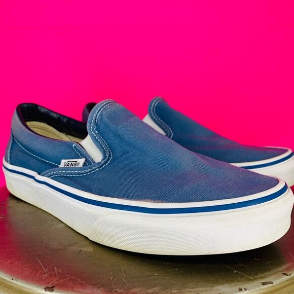 Vans Shoes - Vans Classic Blue Canvas Slip On Sneaker Sz 7.5